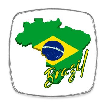 Map of Brazil, flag of Brazil - Square fridge magnet - white - Front