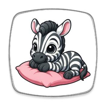 Süßes rosa Zebra cartoon chillt entspannt - Viereckiger Kühlschrankmagnet - Weiß - Vorne