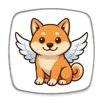 Cute Shiba Inu Angel Cartoon Dog Satisfaction - Square fridge magnet - white - Front