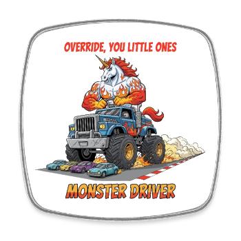 Monster Truck Licorne - Magnet carré - blanc - Devant