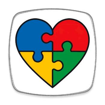 Puzzle Herz Autismus Symbol - Spruch Geschenk - Viereckiger Kühlschrankmagnet - Weiß - Vorne