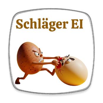 Racket Egg – Funny Egg Fight - Square fridge magnet - white - Front