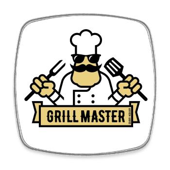 Grill Master (Griller / Barbecue / BBQ / 2C) - Magnet carré - blanc - Devant