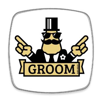 Pointing Groom (Polterabend / JGA / 2C) - Viereckiger Kühlschrankmagnet - Weiß - Vorne