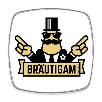 Bräutigam Handzeichen (Polterabend / JGA / 2C) - Viereckiger Kühlschrankmagnet - Weiß - Vorne