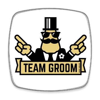 Team Groom (Pointing Stag Night Bachelor Party 2C) - Square fridge magnet - white - Front