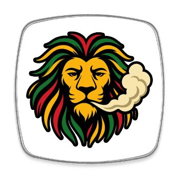 Reggae Lion Rasta Design - Magnet carré - blanc - Devant