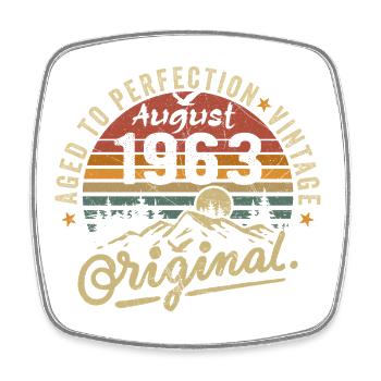 Birthday 1963 Vintage August 1963 Gift 1963 - Square fridge magnet - white - Front