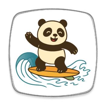 Panda Surf heureux - Illustration d’été - Magnet carré - blanc - Devant