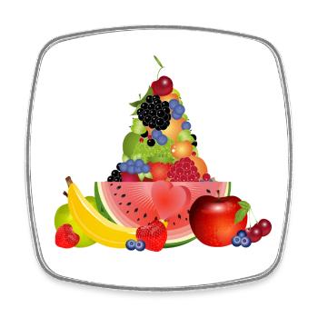Colorful Fruit Pyramid with Watermelon - Square fridge magnet - white - Front