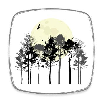 Himmlischer Wald Silhouette Design - Viereckiger Kühlschrankmagnet - Weiß - Vorne