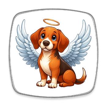 Ange de dessin animé Beagle mignon avec des ailes saintes - Magnet carré - blanc - Devant