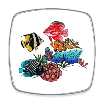 Exotic fish and corals - Square fridge magnet - white - Front