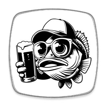 Angeln Bier Kumpel - Viereckiger Kühlschrankmagnet - Weiß - Vorne