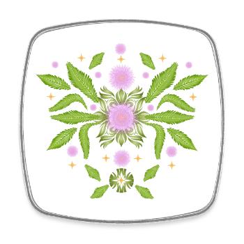Mimosa Blossoms with Filigree Leaves Ornament - Square fridge magnet - white - Front