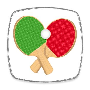 Raquette de tennis de table avec balle – sportive et dynamique - Magnet carré - blanc - Devant