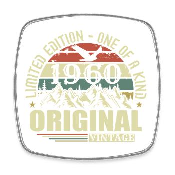 Original 1960's Vintage Retro Vintage 1960's Born - Square fridge magnet - white - Front