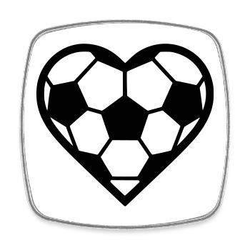 Football Coeur Noir - Magnet carré - blanc - Devant