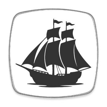 Mysteriöse Silhouette eines Segelschiffs - Viereckiger Kühlschrankmagnet - Weiß - Vorne