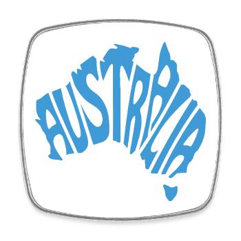 Carte de l’Australie Conception de typographie artistique - Magnet carré - blanc - Devant