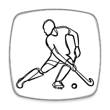 Joueurs de hockey sur gazon - Magnet carré - blanc - Devant