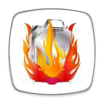 Cartouche d’essence chromée brûlante dans un style rétro - Magnet carré - blanc - Devant