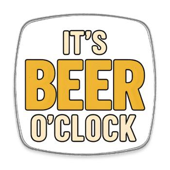 It’s Beer O’Clock - Viereckiger Kühlschrankmagnet - Weiß - Vorne