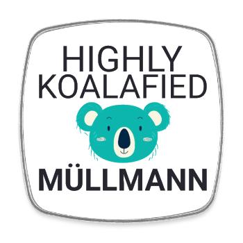 Garbage man Koalafied - Square fridge magnet - white - Front