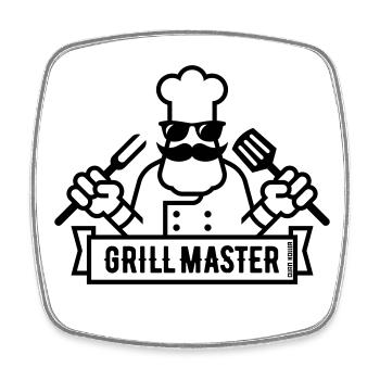 Grill Master (Griller / Barbecue / BBQ / 1C) - Magnet carré - blanc - Devant