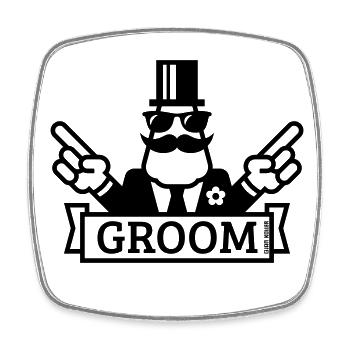 Pointing Groom (Polterabend / JGA / 1C) - Viereckiger Kühlschrankmagnet - Weiß - Vorne