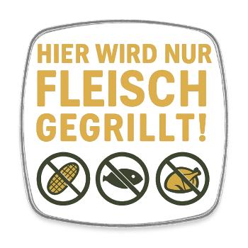 Hier wird nur Fleisch...witziges Motiv - Viereckiger Kühlschrankmagnet - Weiß - Vorne