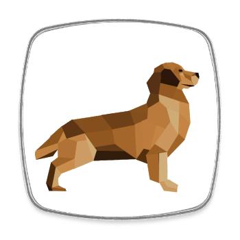 Golden retriever low poly – fidèle et moderne - Magnet carré - blanc - Devant