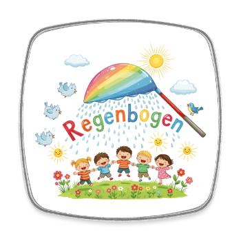 Regenbogen-Kinder-Freude - Viereckiger Kühlschrankmagnet - Weiß - Vorne