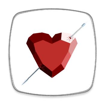 Wounded Ruby Heart – Love, Beauty, and Breakup - Square fridge magnet - white - Front