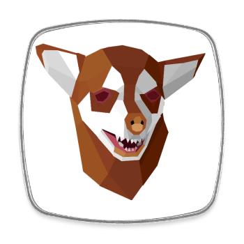 Geometric anxious Chihuahua - Square fridge magnet - white - Front