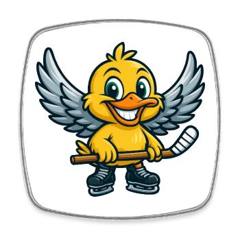 mignon canard ange joueur de hockey sur glace sourire enfants - Magnet carré - blanc - Devant