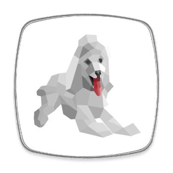 Eleganter Low-Poly-Pudel - Viereckiger Kühlschrankmagnet - Weiß - Vorne