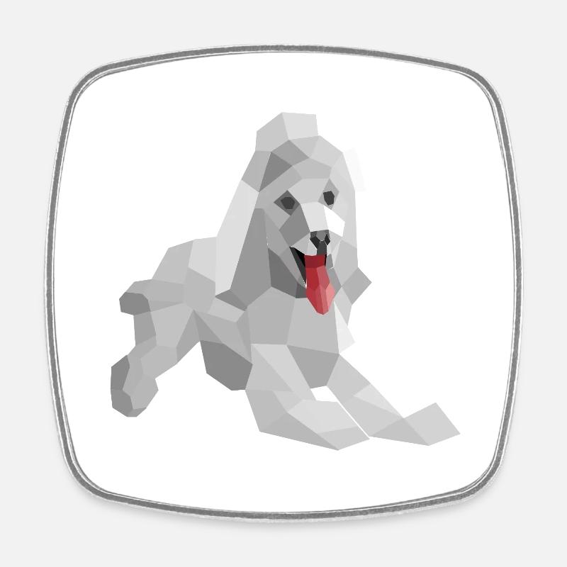 Elegant low poly poodle - Square fridge magnet - white