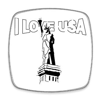 J’adore les États-Unis avec la Statue de la Liberté (graphique vectoriel) - Magnet carré - blanc - Devant