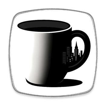 City Skyline Night Mug - Square fridge magnet - white - Front