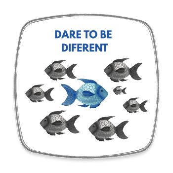 Dare to be different blue - Square fridge magnet - white - Front