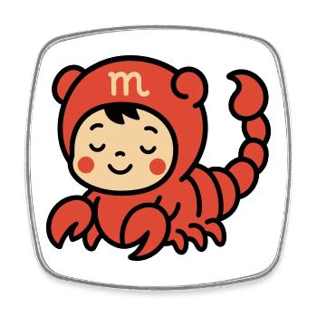 Signe du zodiaque Astro Scorpion mignon - Magnet carré - blanc - Devant