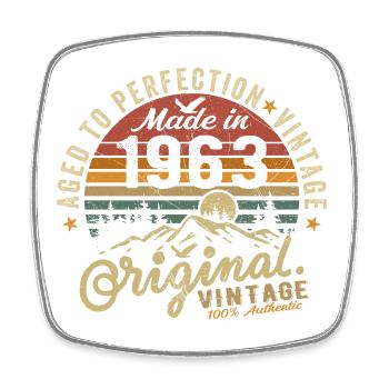 1963 Vintage Birthday Year of Birth 1963 Gift - Square fridge magnet - white - Front