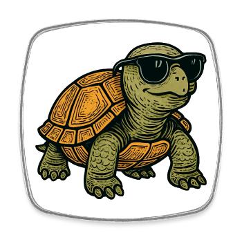 Cool turtle with sunglasses - Square fridge magnet - white - Front