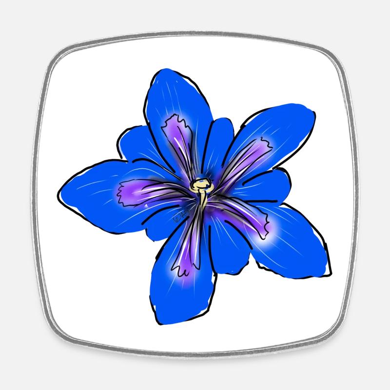 Gentiane, Fleur - Magnet carré - blanc