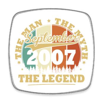 Vintage September 2007 birthday gift 18 year - Square fridge magnet - white - Front