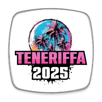 Tenerife 2025 Palmiers - Magnet carré - blanc - Devant