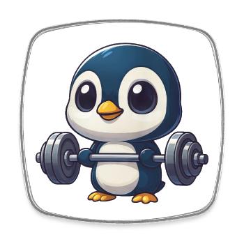 Cute Penguin Cartoon Weightlifter Fitness Workout - Square fridge magnet - white - Front