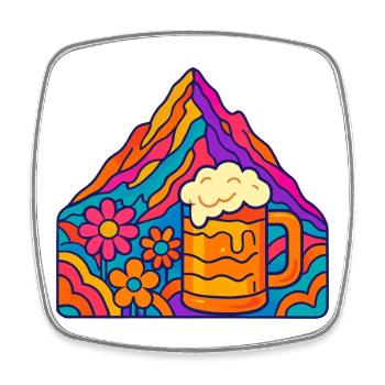 Lebendige Berglandschaft mit Bierglas - Viereckiger Kühlschrankmagnet - Weiß - Vorne