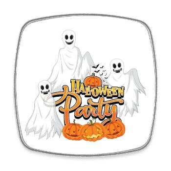 Fête d’Halloween - Fantômes et citrouilles - Magnet carré - blanc - Devant